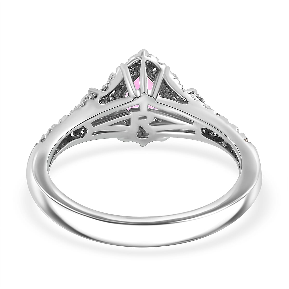 Certified & Appraised Rhapsody AAAA Padparadscha Sapphire and E-F VS2 Diamond 1.11 ctw Ring in 950 Platinum (Size 8.0) 4.75 Grams image number 4