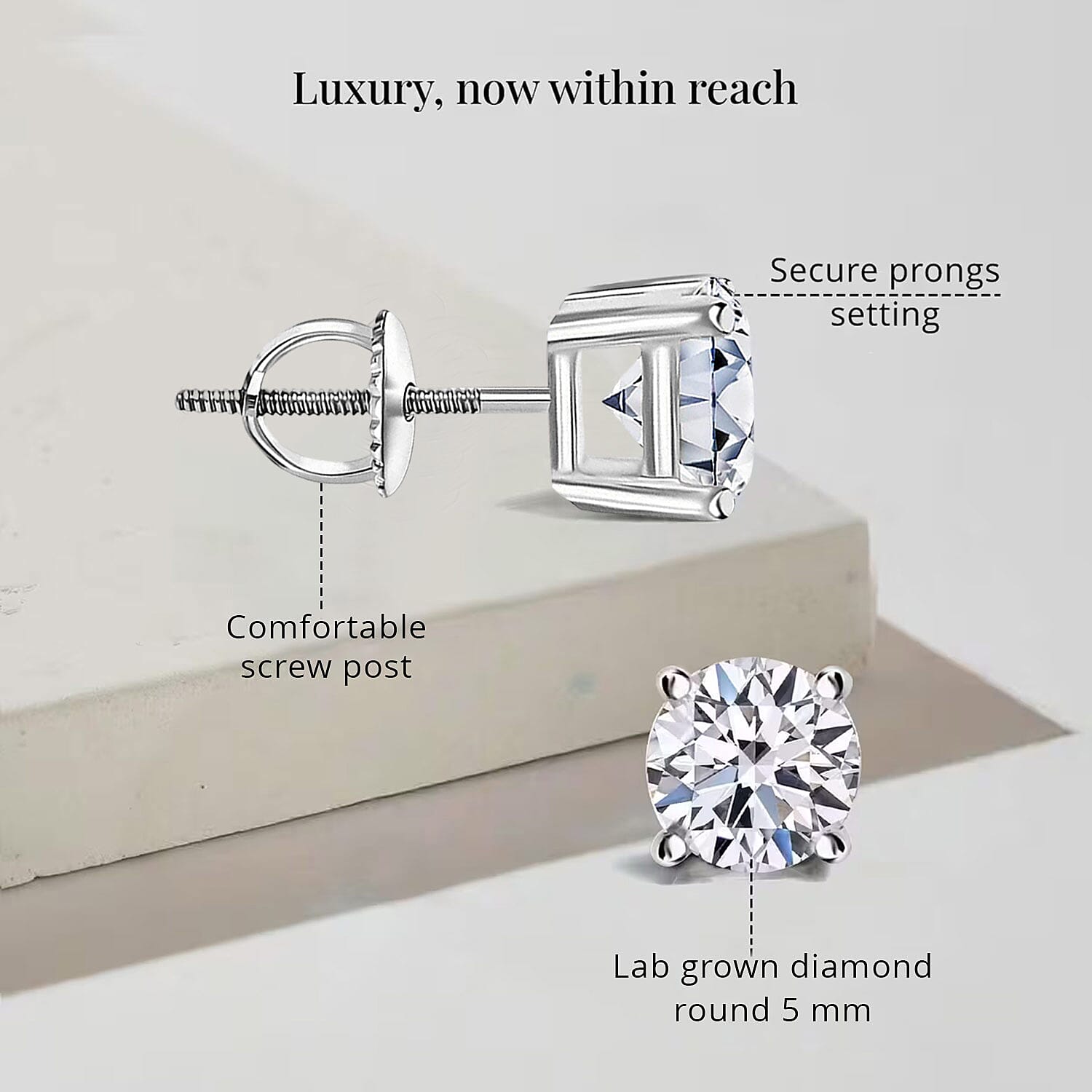 Luxuriant Lab Grown Diamond G SI1 1.00 ctw Solitaire Stud Earrings in 14K White Gold (Del. In 10-12 Days)