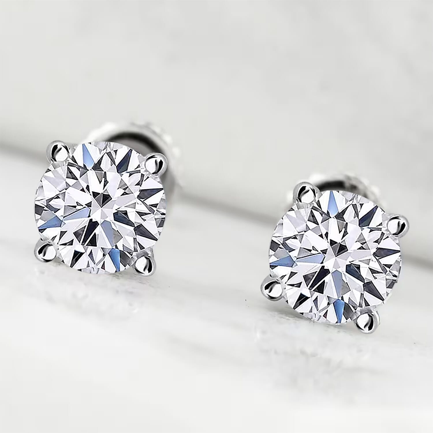 Luxuriant Lab Grown Diamond G SI1 1.00 ctw Solitaire Stud Earrings in 14K White Gold (Del. In 10-12 Days)