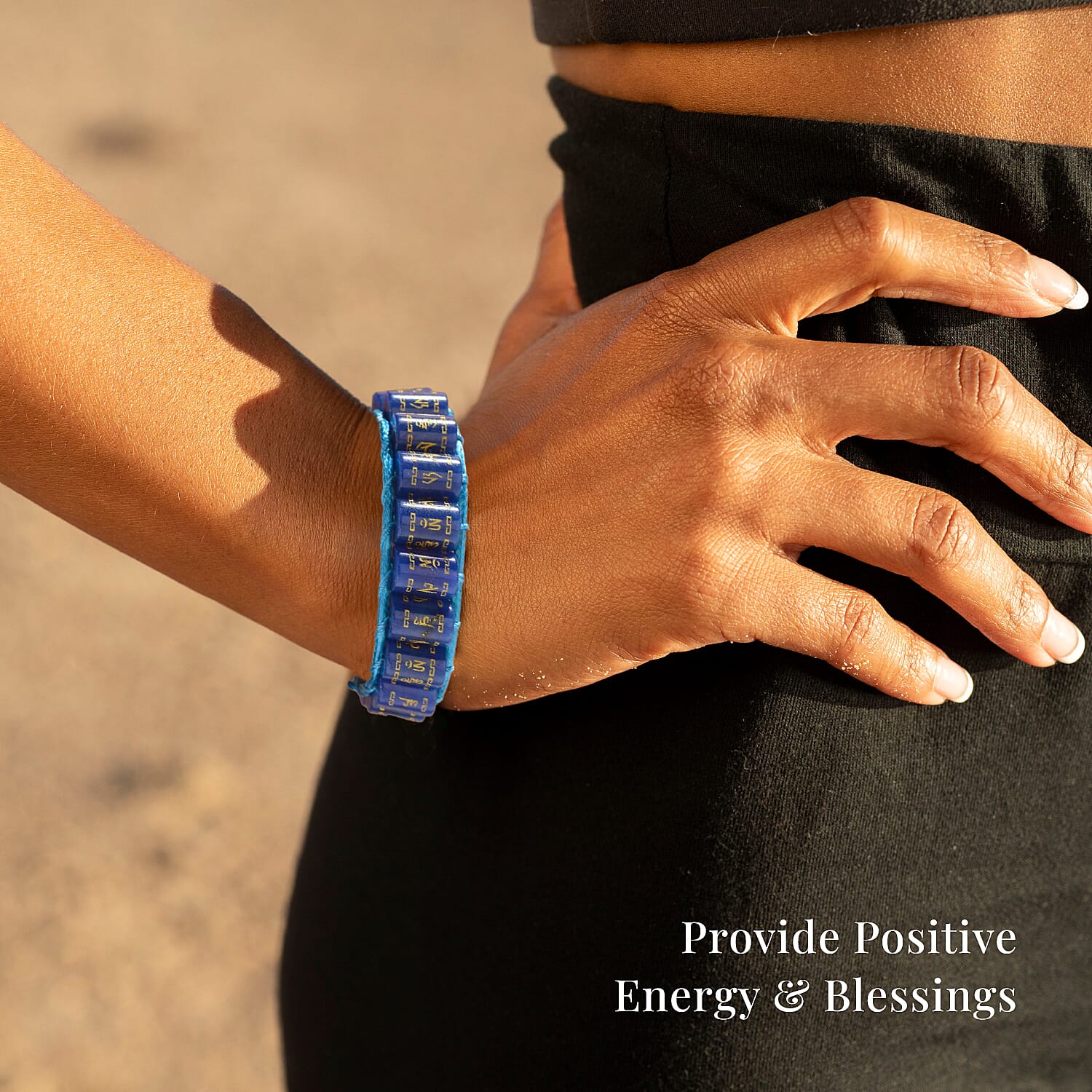 Blue Jade (D) 215.00 ctw Prayer Wheel Cord Bracelet (6.0-9.0In)