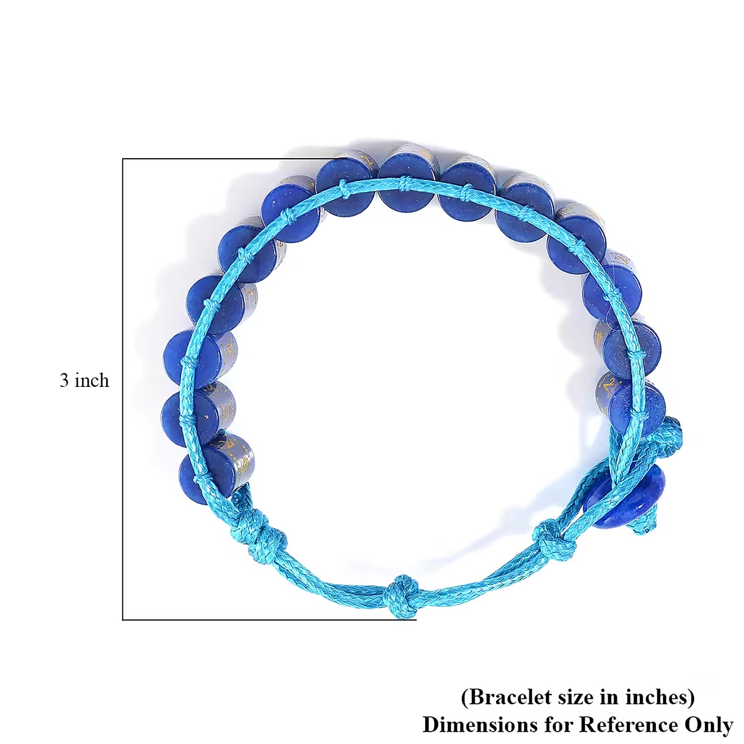 Blue Jade (D) 215.00 ctw Prayer Wheel Cord Bracelet (6.0-9.0In)