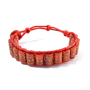 Red Jade (D) Prayer Wheel Cord Bracelet (6.0-9.0In)