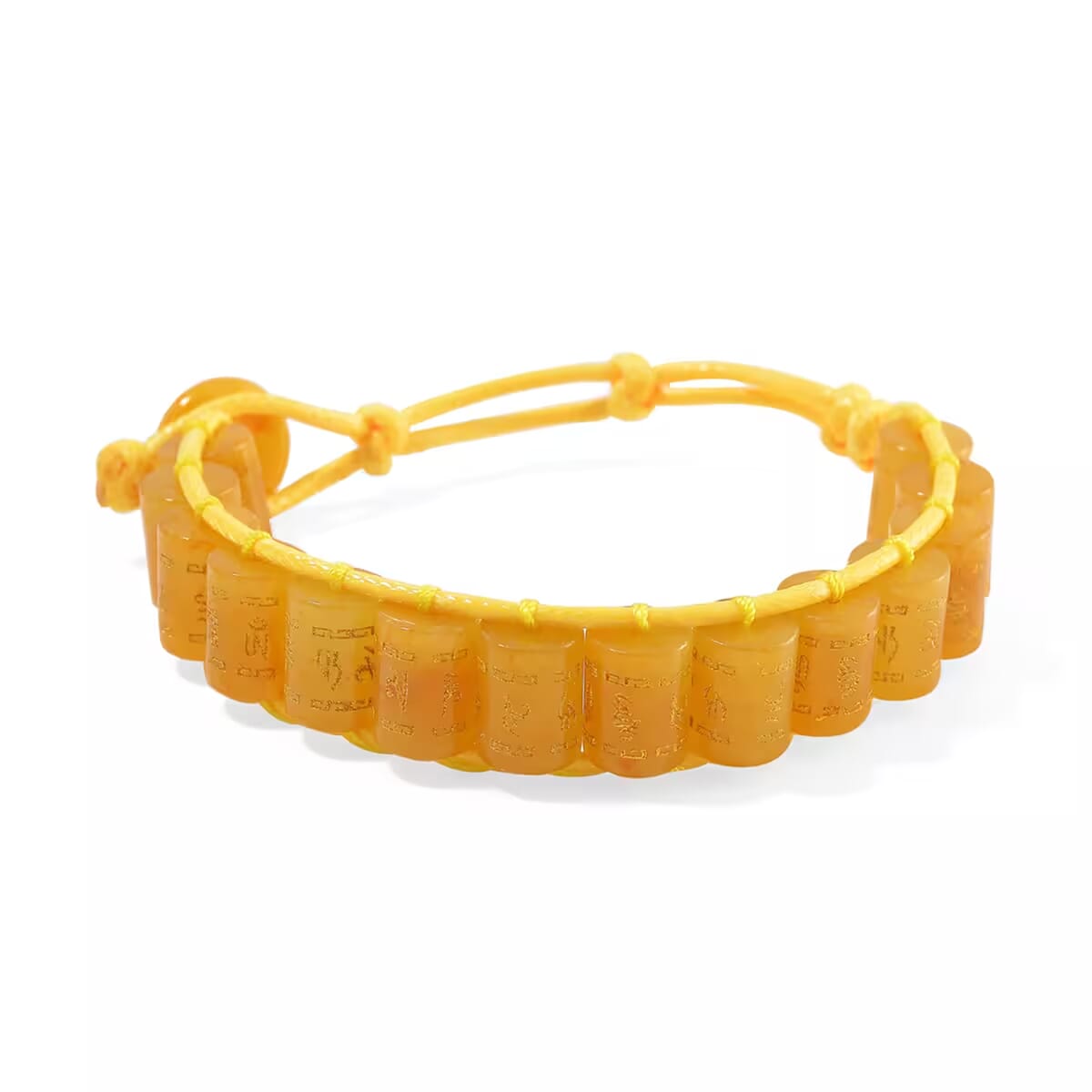 Yellow Jade (D) 215.00 ctw Prayer Wheel Cord Bracelet (6.0-9.0In) image number 0
