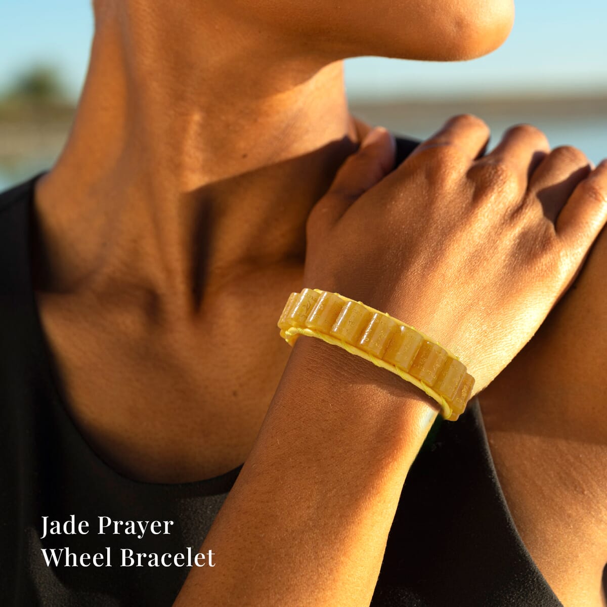Yellow Jade (D) 215.00 ctw Prayer Wheel Cord Bracelet (6.0-9.0In) image number 1