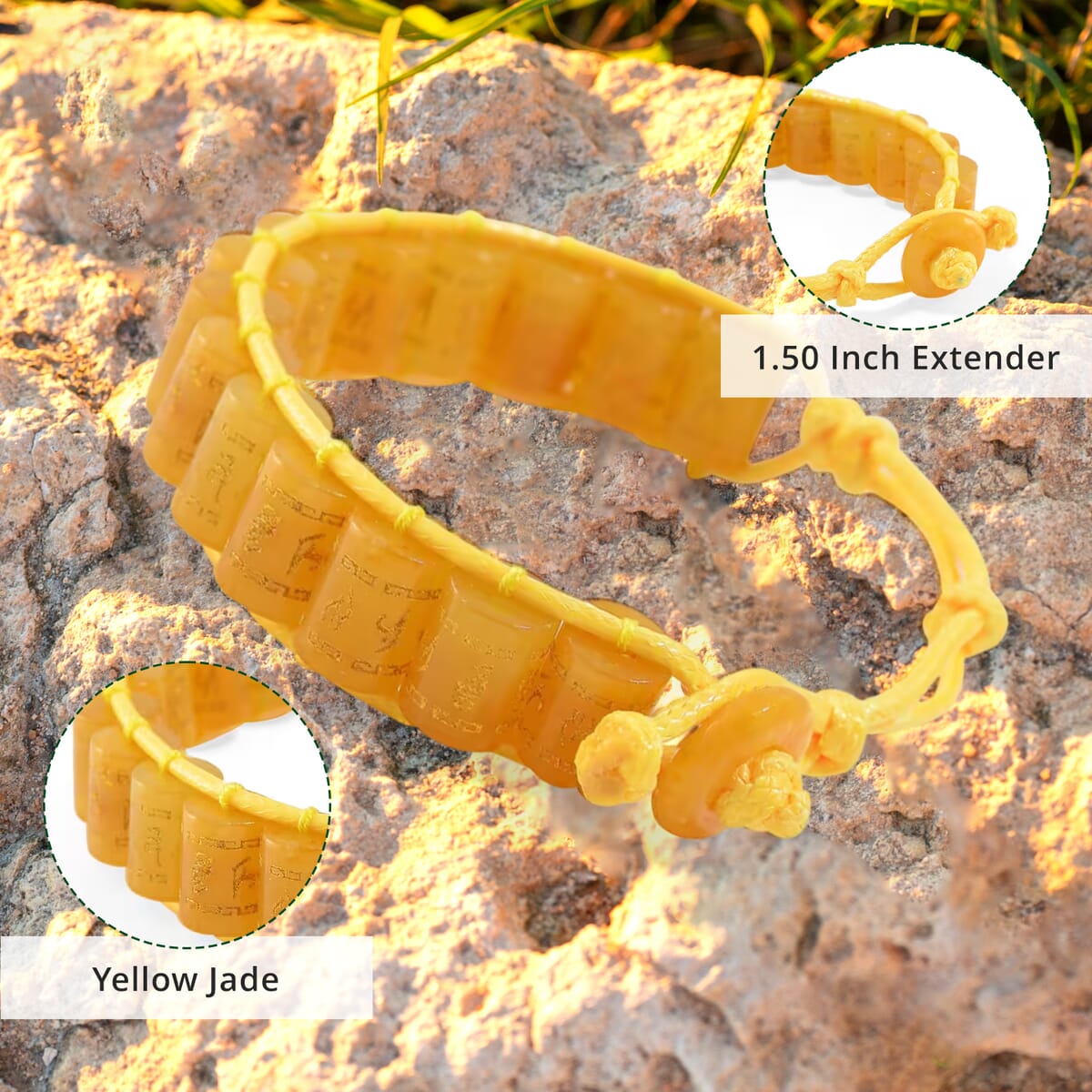 Yellow Jade (D) 215.00 ctw Prayer Wheel Cord Bracelet (6.0-9.0In) image number 4