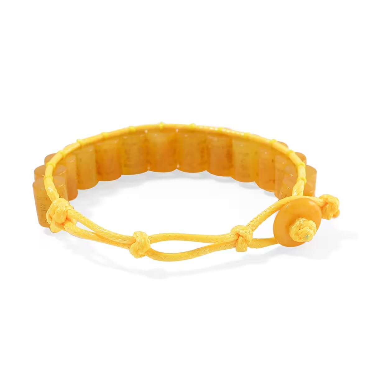 Yellow Jade (D) 215.00 ctw Prayer Wheel Cord Bracelet (6.0-9.0In) image number 9