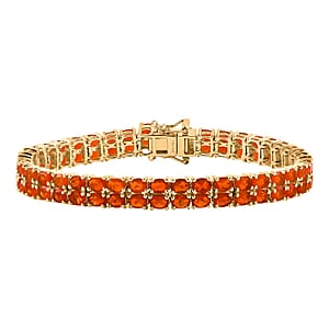 AAA Buriti Fire Opal 7.40 ctw Sunfire Cascade Bracelet in 18K Vermeil Yellow Gold Over Sterling Silver (7.25 In)