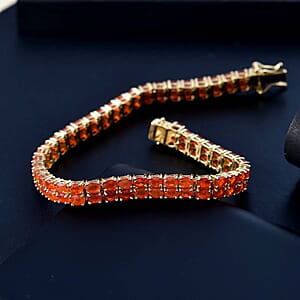 AAA Buriti Fire Opal 7.40 ctw Sunfire Cascade Bracelet in 18K Vermeil Yellow Gold Over Sterling Silver (7.25 In)