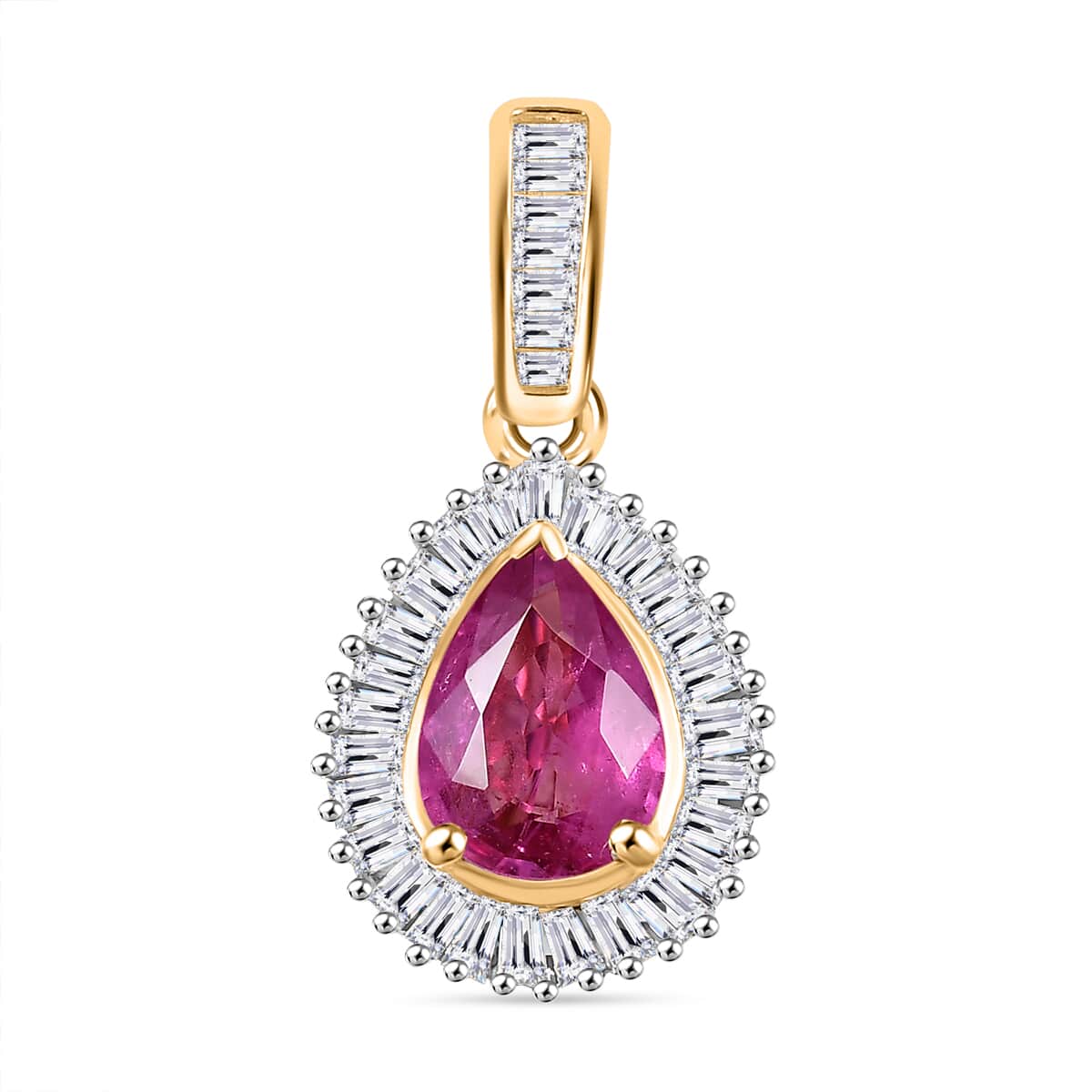 Certified & Appraised Luxoro AAA Padparadscha Sapphire and G-H I2 Diamond 1.25 ctw Pendant in 14K Yellow Gold image number 0