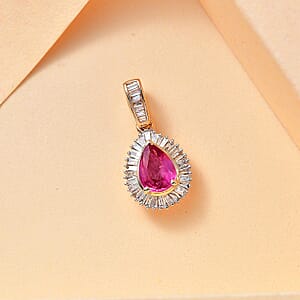 Certified & Appraised Luxoro AAA Padparadscha Sapphire and G-H I2 Diamond 1.25 ctw Pendant without Chain in 14K Yellow Gold