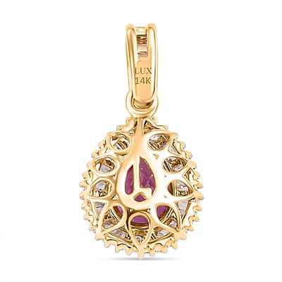 Certified & Appraised Luxoro AAA Padparadscha Sapphire and G-H I2 Diamond 1.25 ctw Pendant without Chain in 14K Yellow Gold