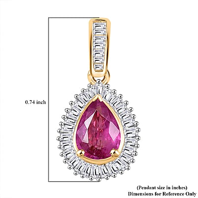 Certified & Appraised Luxoro AAA Padparadscha Sapphire and G-H I2 Diamond 1.25 ctw Pendant without Chain in 14K Yellow Gold