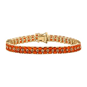 AAA Buriti Fire Opal 7.90 ctw Sunfire Cascade Bracelet in 18K Vermeil Yellow Gold Over Sterling Silver (8.00 In)