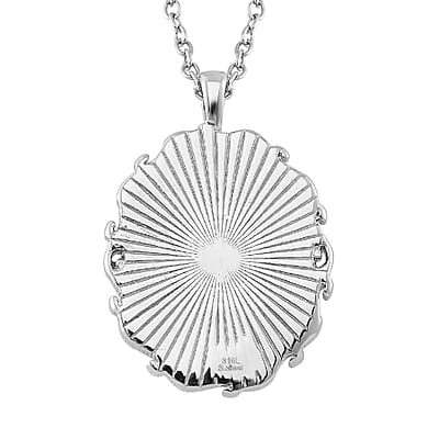 Abalone Shell and Lapis Lazuli 3.00 ctw and Crystal Necklace in Stainless Steel 20-22 Inches