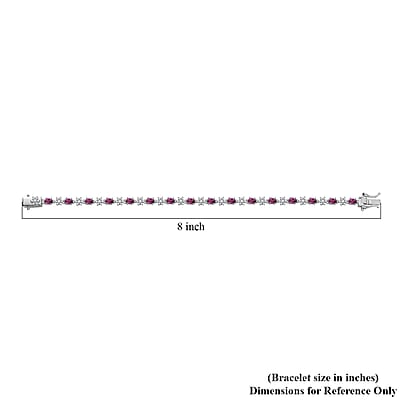 Luxuriant Premium Bixbite (LG) and Moissanite 4.20 ctw Eternal Bloom Bracelet in Rhodium Over Sterling Silver (7.25 In)