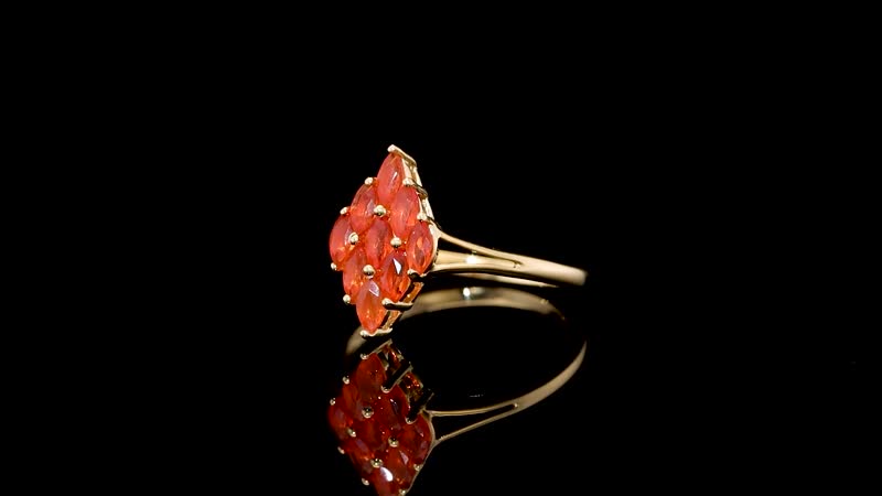 AAA Buriti Fire Opal 0.50 ctw Flame Cluster Ring in 18K Vermeil Yellow Gold Over Sterling Silver (Size 10.0) (Del. in 10-12 Days)