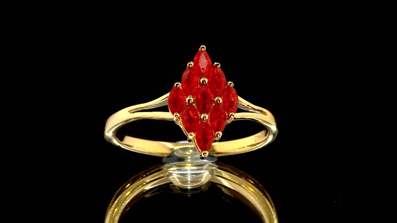 AAA Buriti Fire Opal 0.50 ctw Flame Cluster Ring in 18K Vermeil Yellow Gold Over Sterling Silver (Size 10.0) (Del. in 10-12 Days)