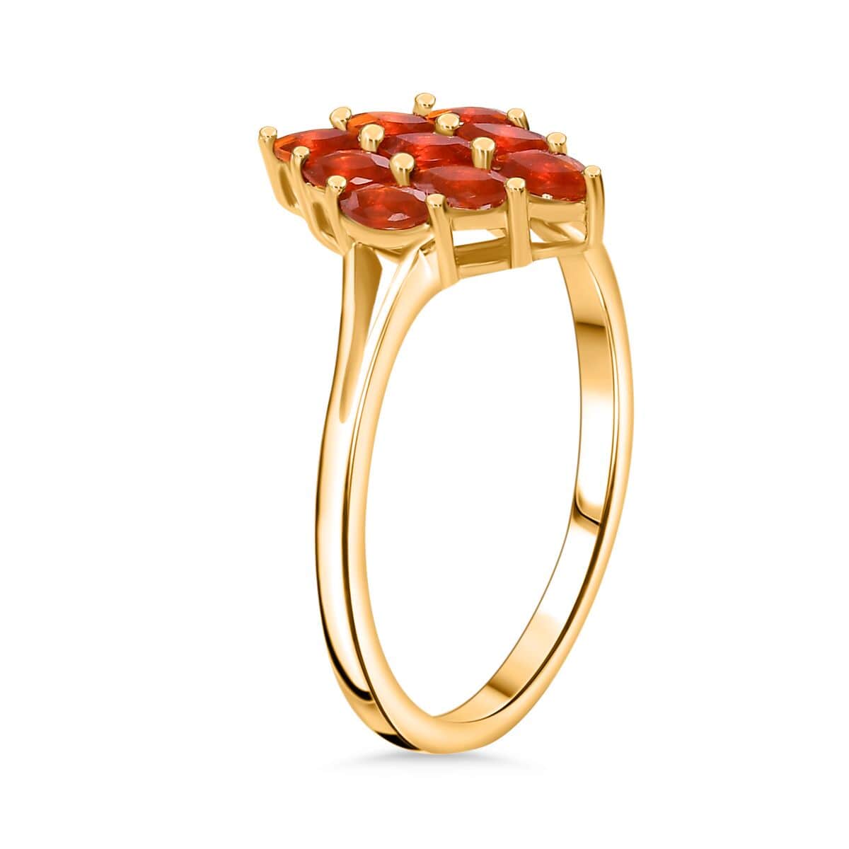 AAA Buriti Fire Opal 0.50 ctw Flame Cluster Ring in 18K Vermeil Yellow Gold Over Sterling Silver (Size 10.0) (Del. in 10-12 Days) image number 3