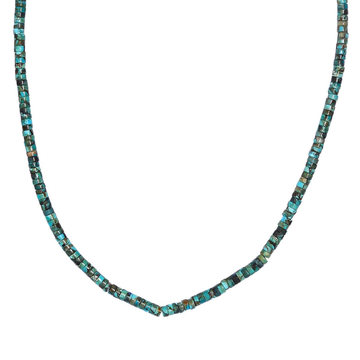 Royston Turquoise 50.00 ctw Chips Necklace in Rhodium Over Sterling Silver 18-20 Inches image number 0