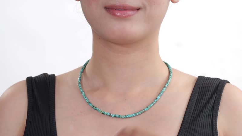 Royston Turquoise 50.00 ctw Chips Necklace in Rhodium Over Sterling Silver 18-20 Inches