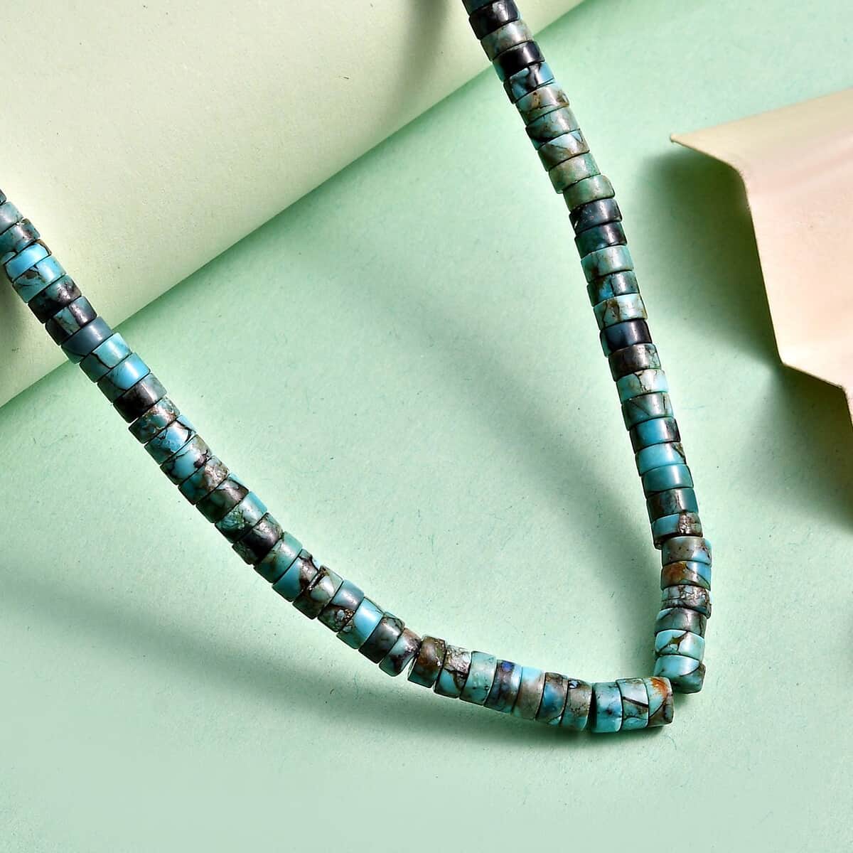 Royston Turquoise 50.00 ctw Chips Necklace in Rhodium Over Sterling Silver 18-20 Inches image number 1