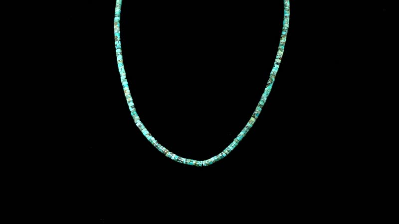 Royston Turquoise 50.00 ctw Chips Necklace in Rhodium Over Sterling Silver 18-20 Inches