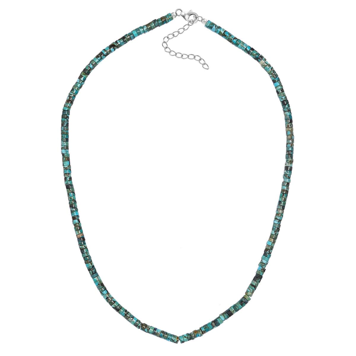 Royston Turquoise 50.00 ctw Chips Necklace in Rhodium Over Sterling Silver 18-20 Inches image number 3