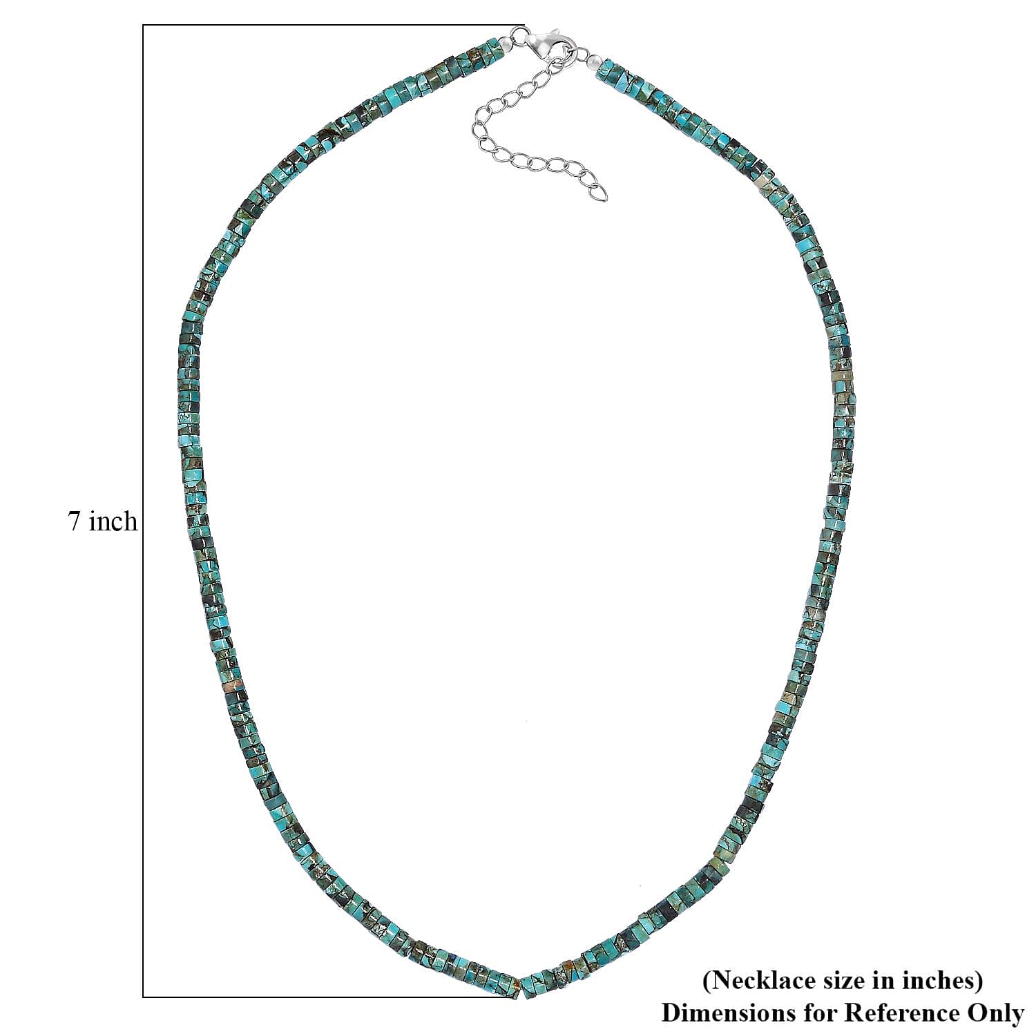 Royston Turquoise 50.00 ctw Chips Necklace in Rhodium Over Sterling Silver 18-20 Inches