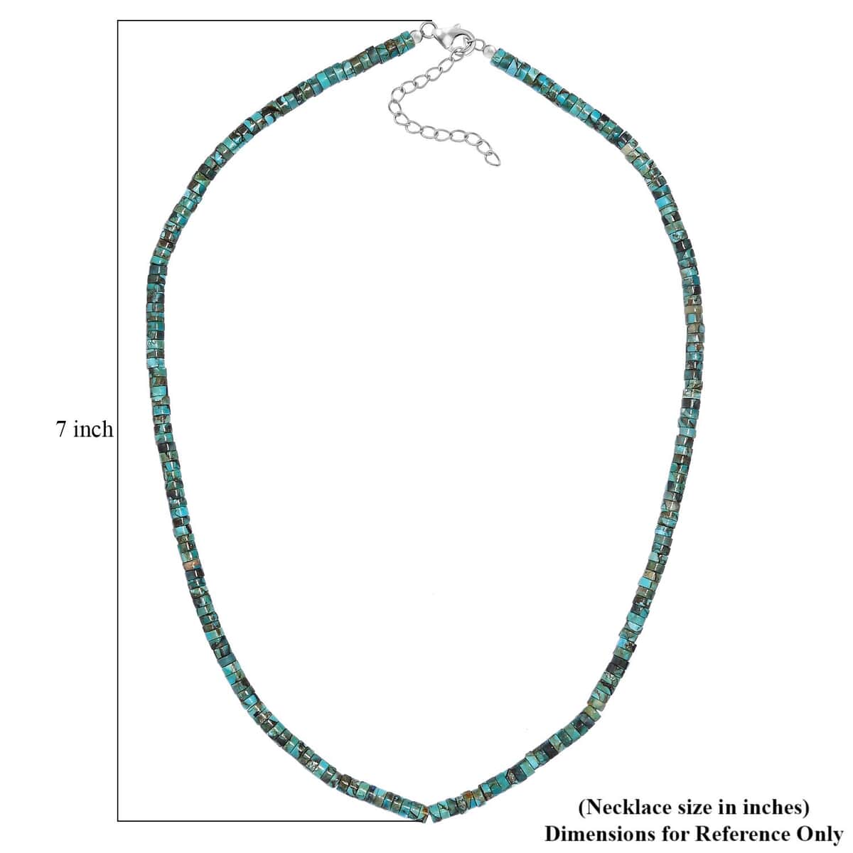 Royston Turquoise 50.00 ctw Chips Necklace in Rhodium Over Sterling Silver 18-20 Inches image number 5