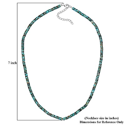 Royston Turquoise 50.00 ctw Chips Necklace in Rhodium Over Sterling Silver 18-20 Inches
