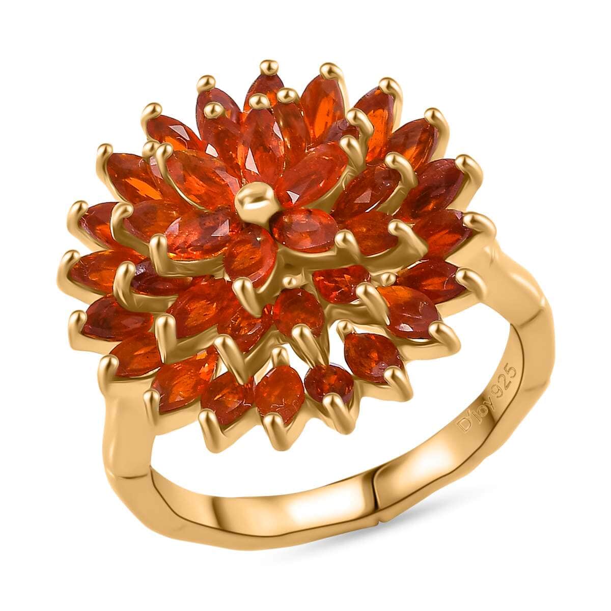 AAA Buriti Fire Opal 2.20 ctw Dahlia Flower Ring in 18K Vermeil Yellow Gold Over Sterling Silver (Size 10.0) (Del. In 10-12 Days) image number 0