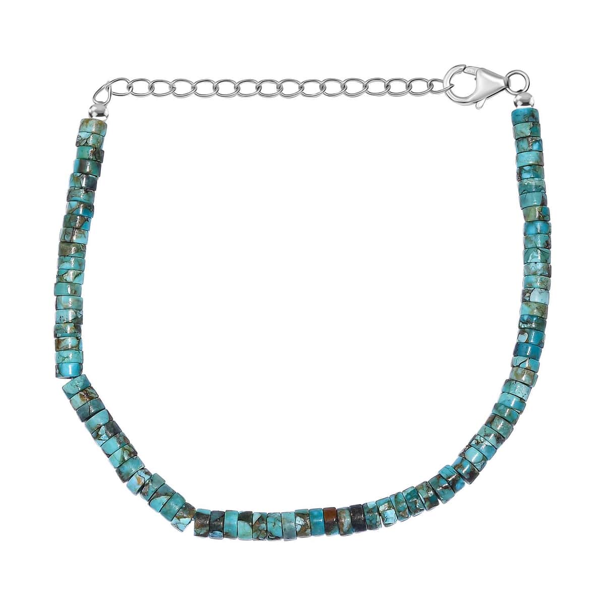 Royston Turquoise 17.00 ctw Chips Bracelet in Rhodium Over Sterling Silver (7.25-9.25In) image number 0