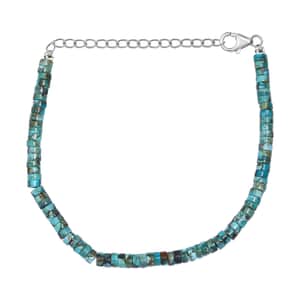 Royston Turquoise 17.00 ctw Chips Bracelet in Rhodium Over Sterling Silver (7.25-9.25In)