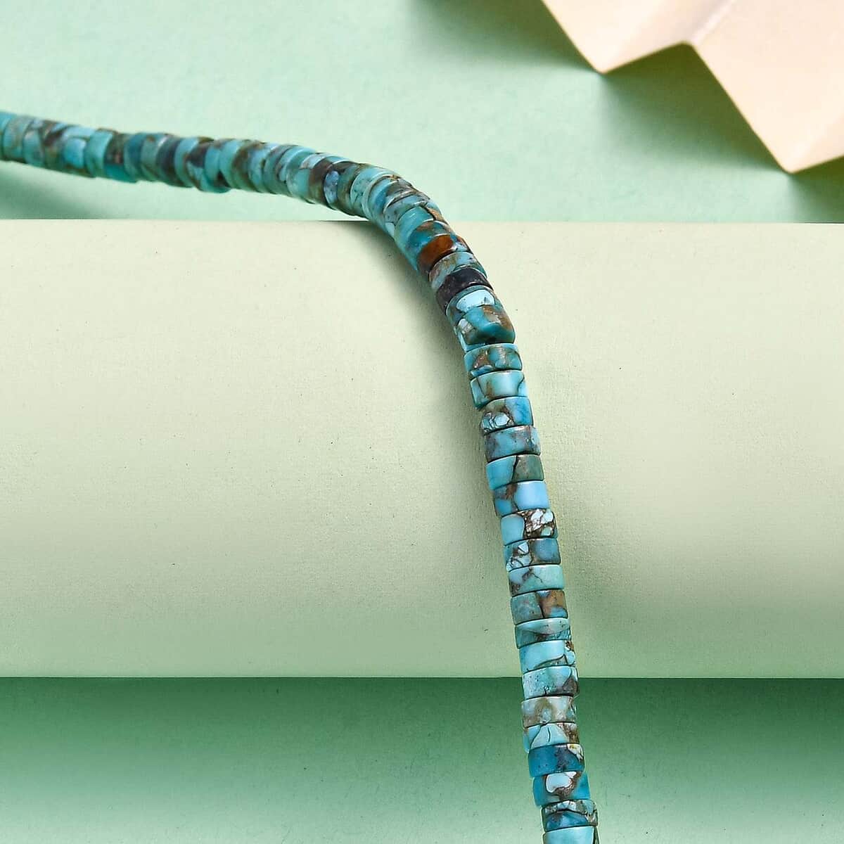 Royston Turquoise 17.00 ctw Chips Bracelet in Rhodium Over Sterling Silver (7.25-9.25In) image number 1