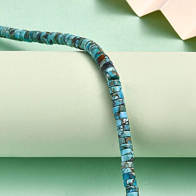 Royston Turquoise 17.00 ctw Chips Bracelet in Rhodium Over Sterling Silver (7.25-9.25In)
