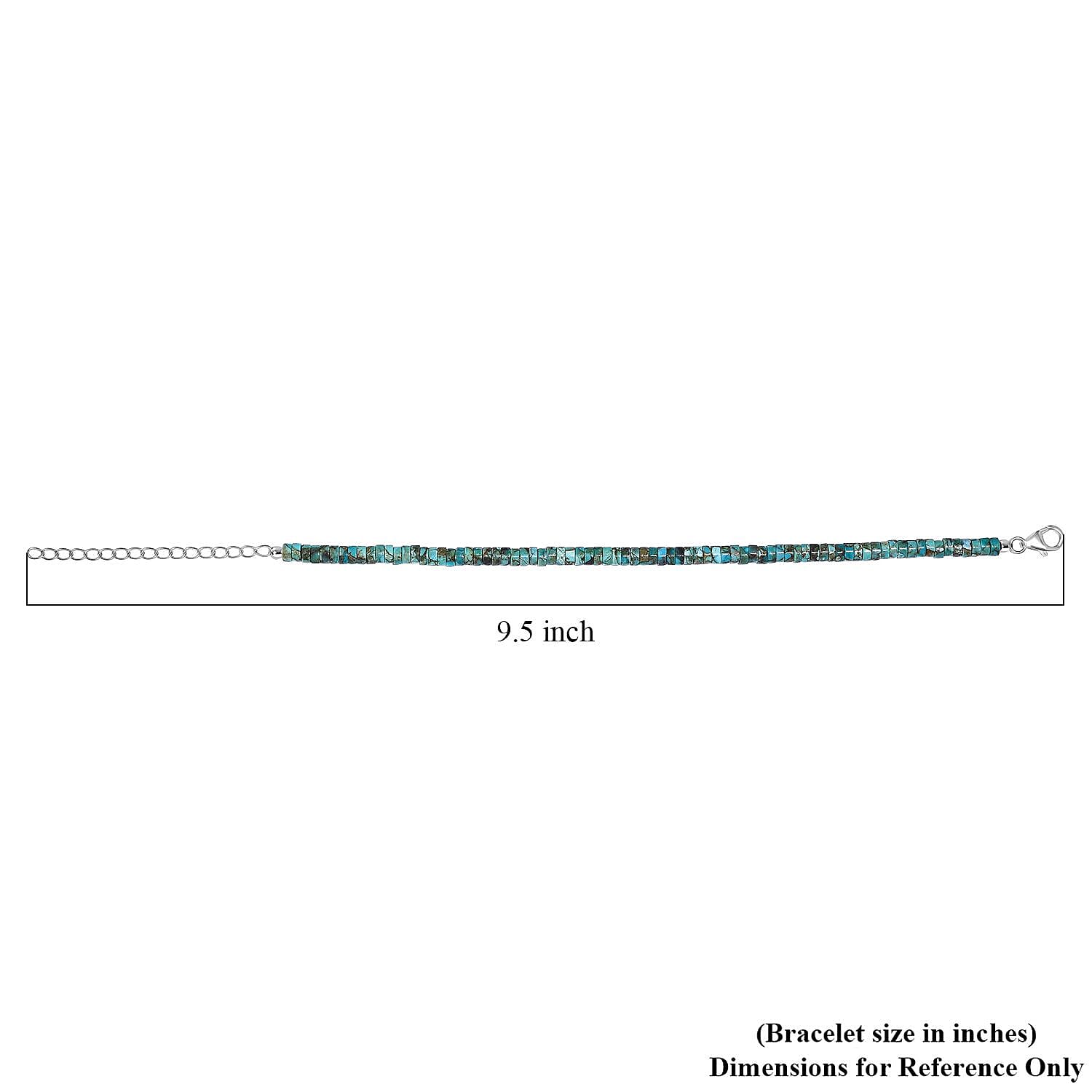 Royston Turquoise 17.00 ctw Chips Bracelet in Rhodium Over Sterling Silver (7.25-9.25In)
