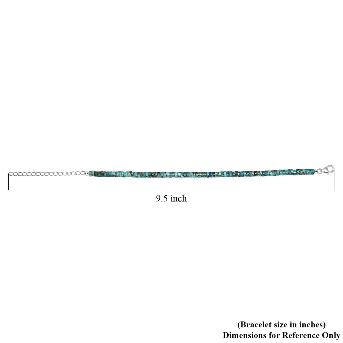 Royston Turquoise 17.00 ctw Chips Bracelet in Rhodium Over Sterling Silver (7.25-9.25In) image number 4