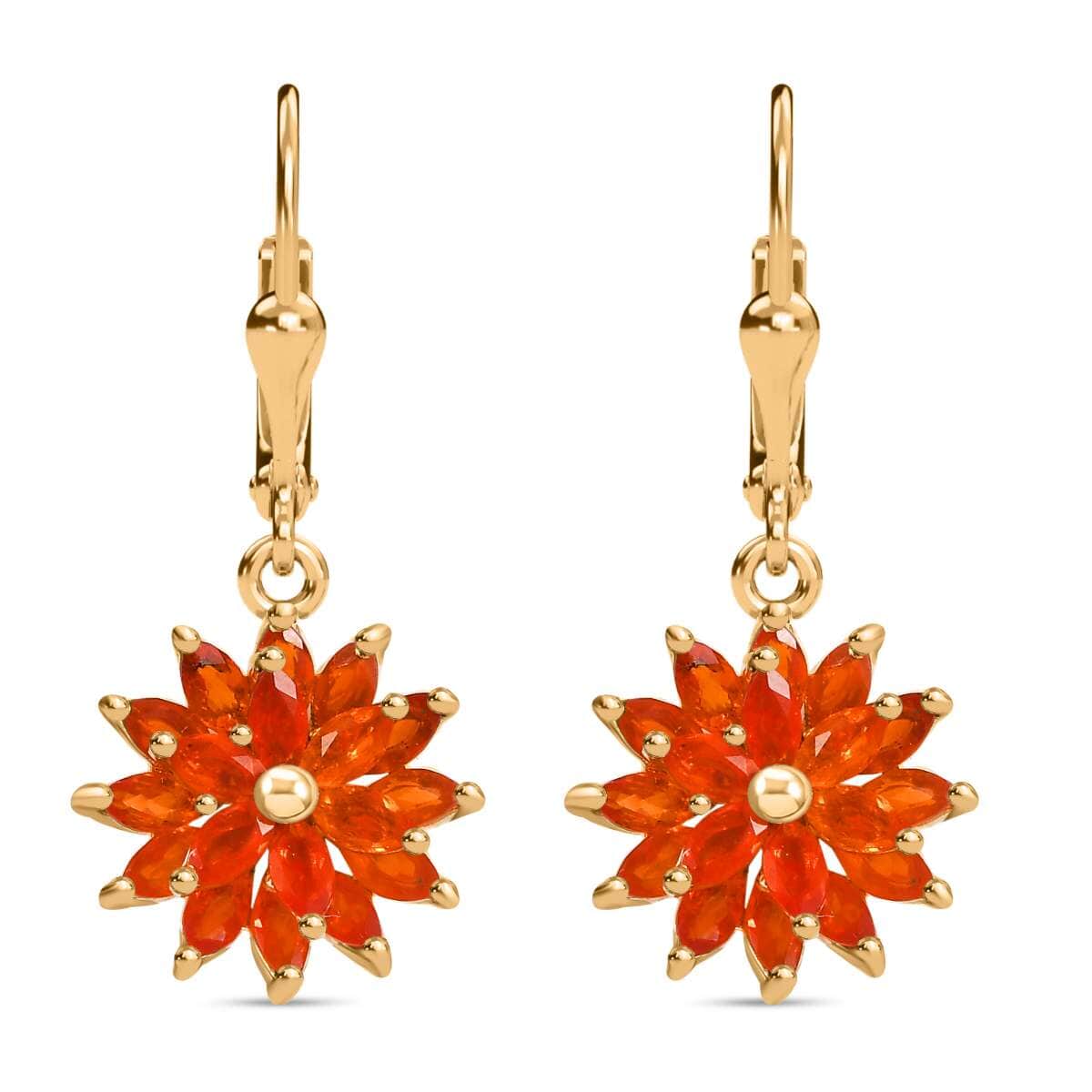 AAA Buriti Fire Opal 1.85 ctw Dahlia Flower Earrings in 18K Vermeil Yellow Gold Over Sterling Silver image number 0