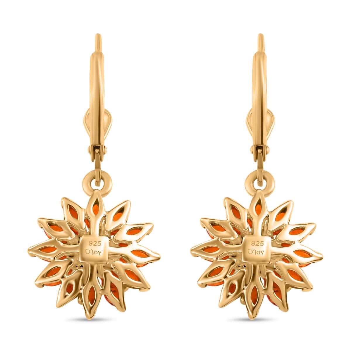 AAA Buriti Fire Opal 1.85 ctw Dahlia Flower Earrings in 18K Vermeil Yellow Gold Over Sterling Silver image number 3