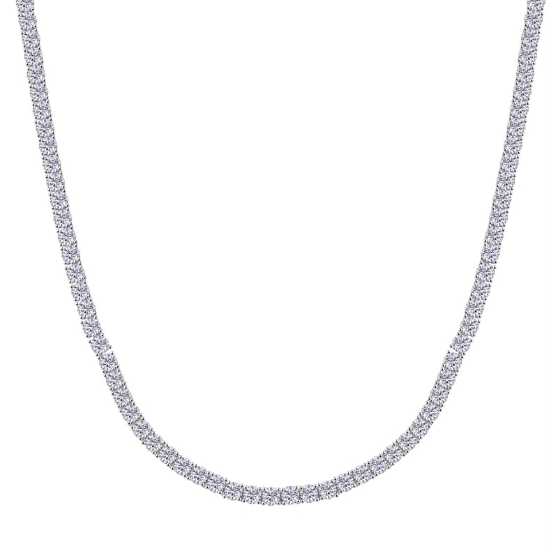 Moissanite and Yellow Sapphire 37.50 ctw Necklace with Sun & Moon Lock in Rhodium Over Sterling Silver 18 Inches