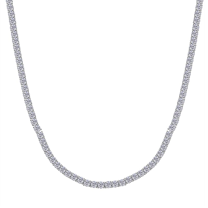 Moissanite and Yellow Sapphire 37.50 ctw Necklace with Sun & Moon Lock in Rhodium Over Sterling Silver 18 Inches