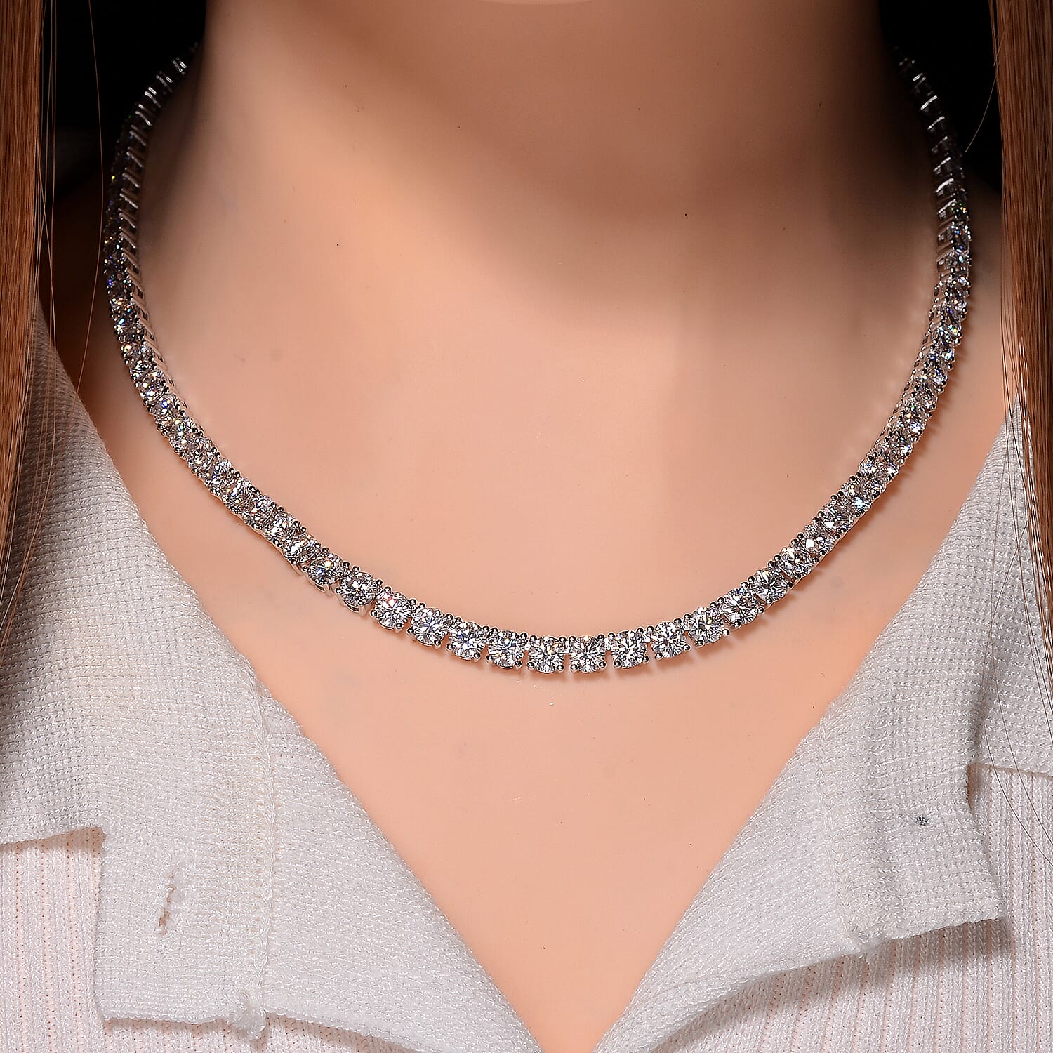 Moissanite and Yellow Sapphire 37.50 ctw Necklace with Sun & Moon Lock in Rhodium Over Sterling Silver 18 Inches