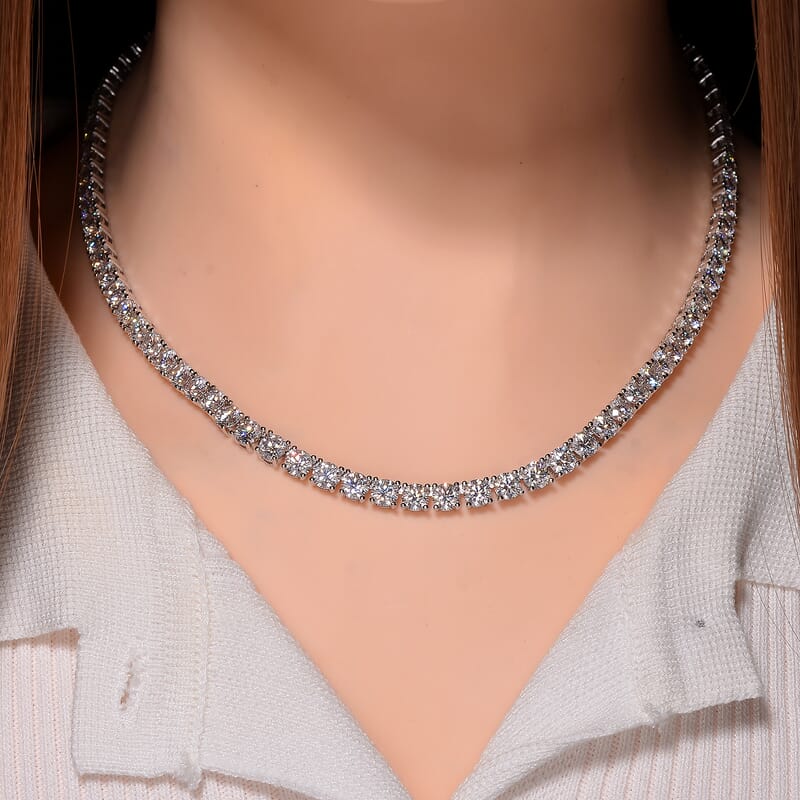 Moissanite and Yellow Sapphire 37.50 ctw Necklace with Sun & Moon Lock in Rhodium Over Sterling Silver 18 Inches