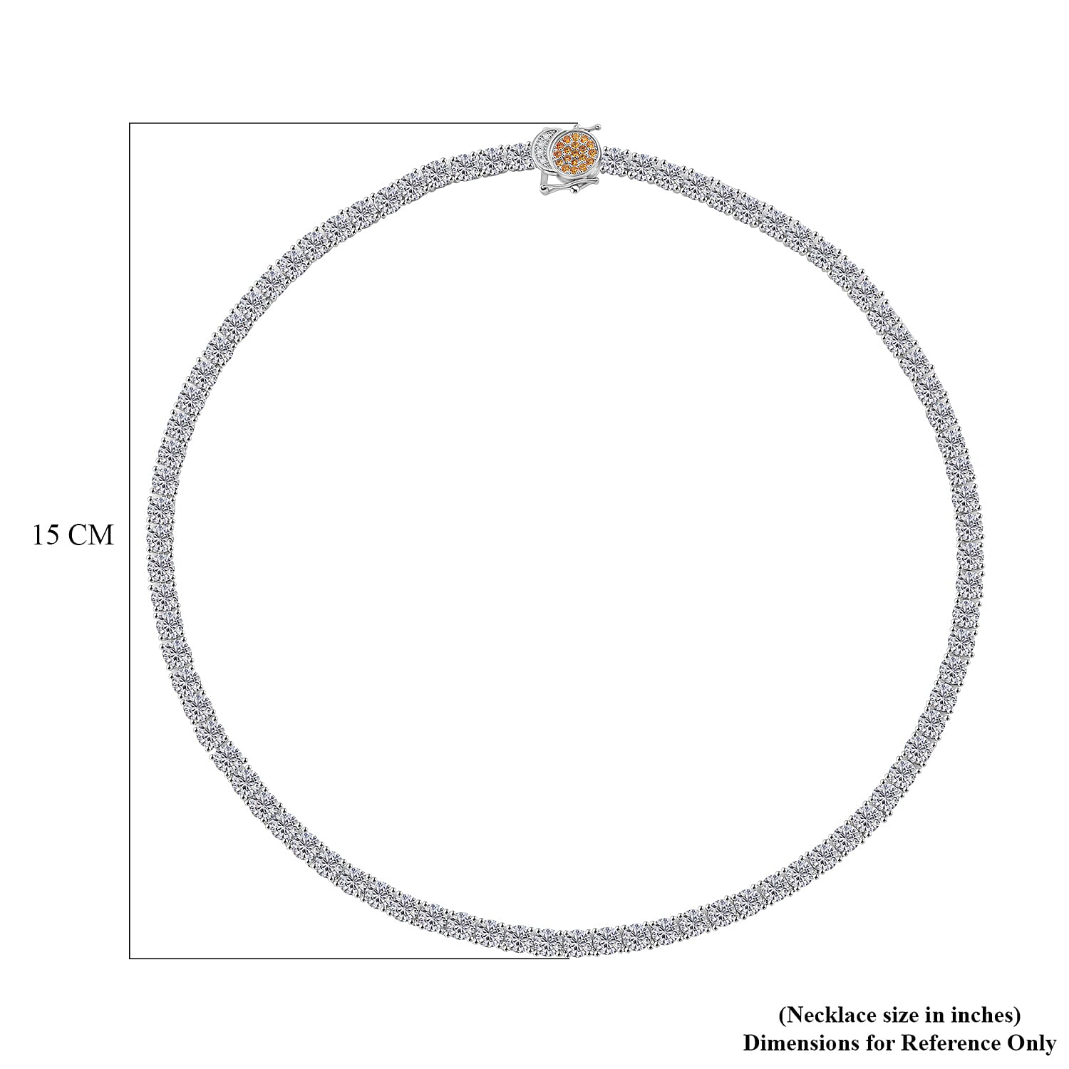 Moissanite and Yellow Sapphire 37.50 ctw Necklace with Sun & Moon Lock in Rhodium Over Sterling Silver 18 Inches