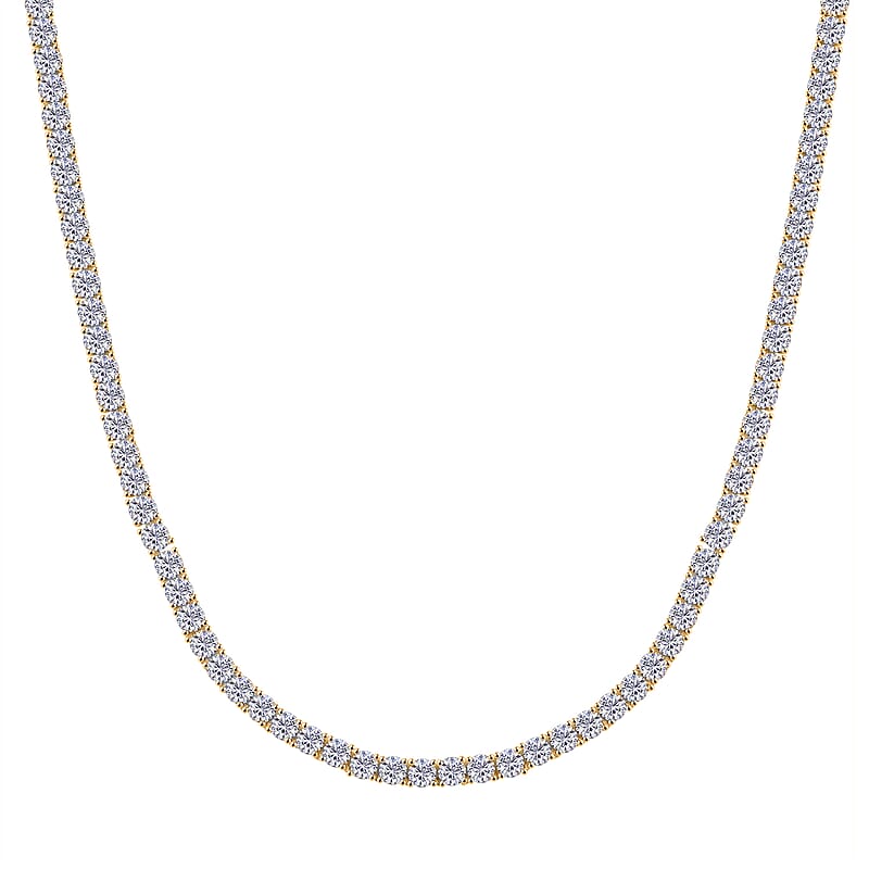 Moissanite and Yellow Sapphire 38.50 ctw Necklace with Sun & Moon Lock in 18K Vermeil Yellow Gold Over Sterling Silver 18 Inches