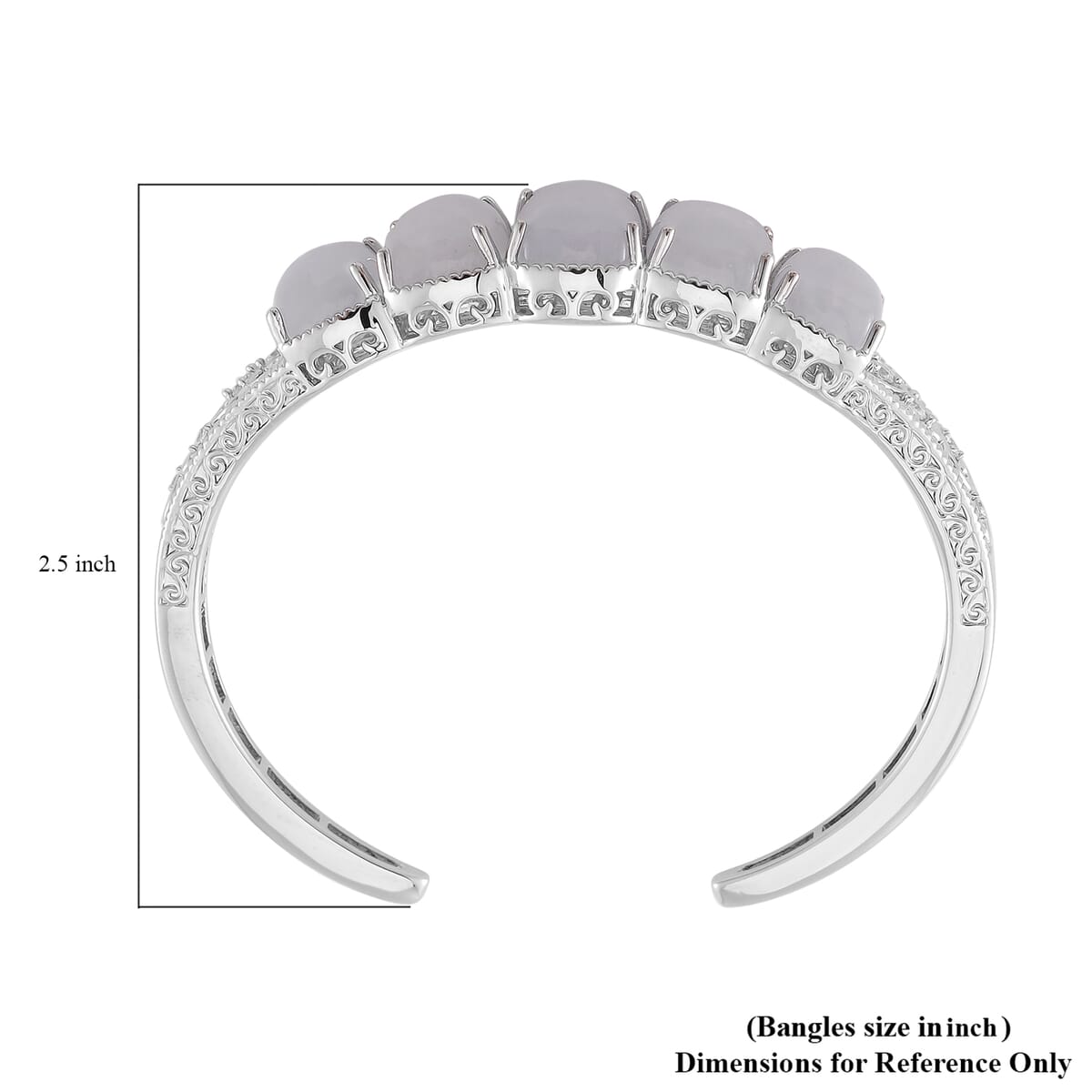 Karis Natural Jade and White Zircon 34.90 ctw Cuff Bracelet in Silvertone (6.50 In) image number 4