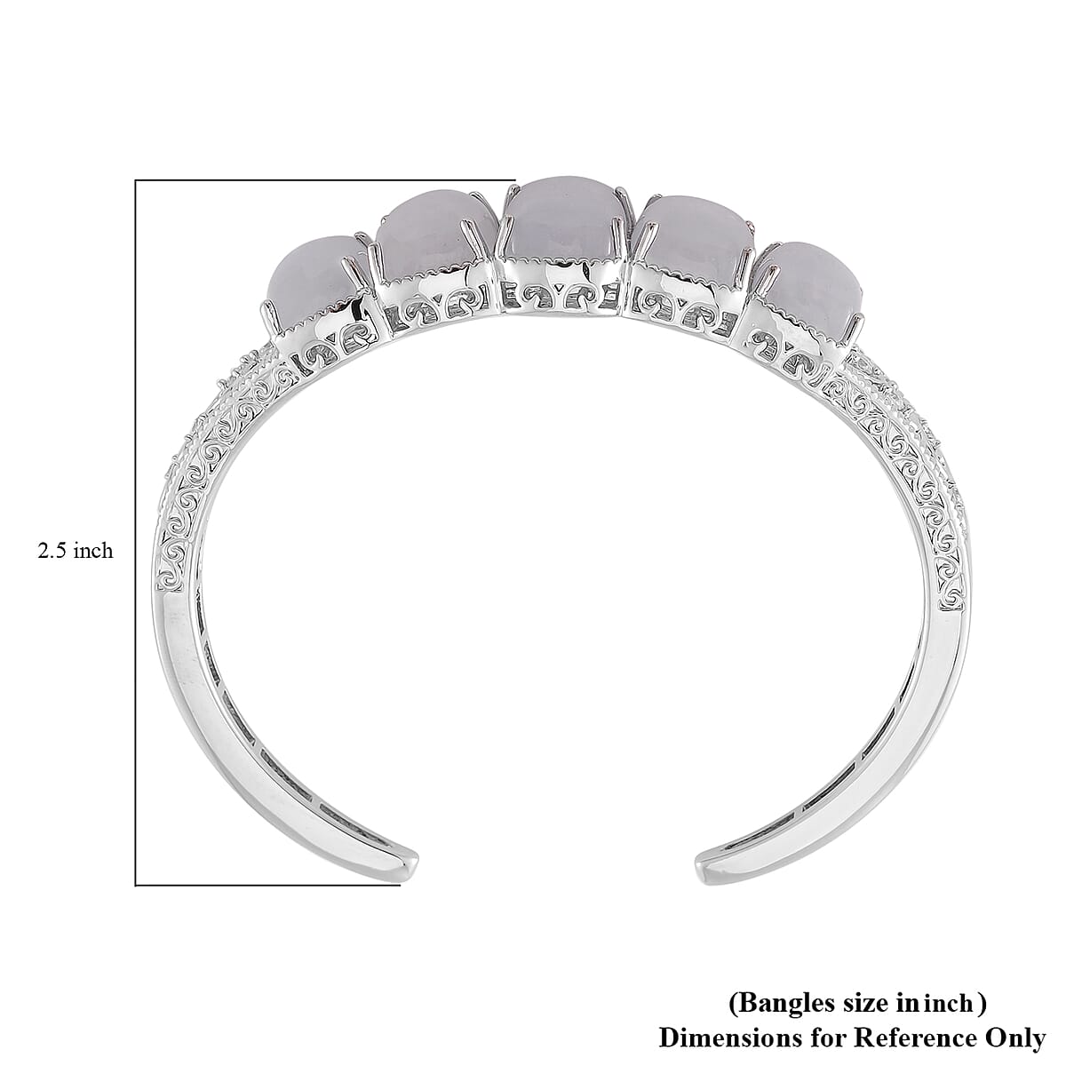 Karis Natural Jade and White Zircon 34.90 ctw Cuff Bracelet in Silvertone (8.0 In) image number 4