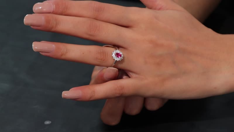Premium Lab Created Bixbite, White Zircon Ring in Rhodium Over Sterling Silver (Size 10.0) 0.85 ctw