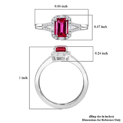 Luxuriant Premium Bixbite (LG) and Moissanite 1.35 ctw Scarlet Radiance Ring in Rhodium Over Sterling Silver (Size 10.0)