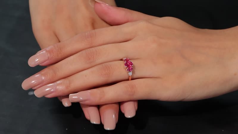 Premium Lab Created Bixbite and Moissanite 1.25 ctw Ring in 18K Vermeil Rose Gold Over Sterling Silver (Size 7.0)